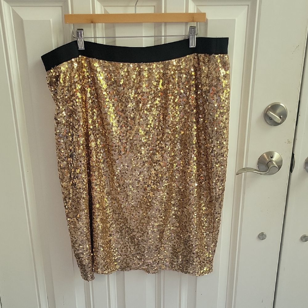Worthington Gold Sequins Skirt Size 1x